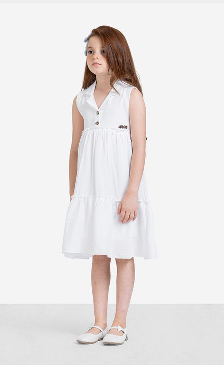 Girls' Plain Round-Neck Sleeveless Dress – view 5
