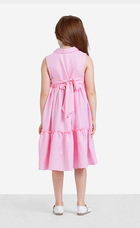 Girls' Plain Round-Neck Sleeveless Dress – view 4
