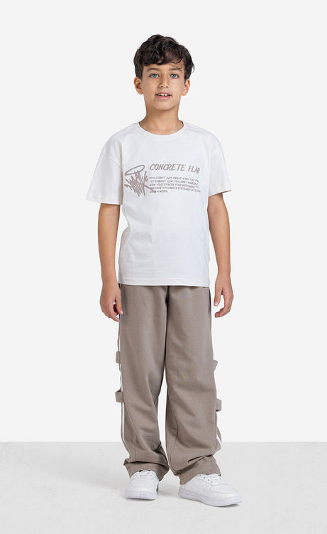 Boys' Printed Short-Sleeve Set - Light Beige & Dark Gray – view 3