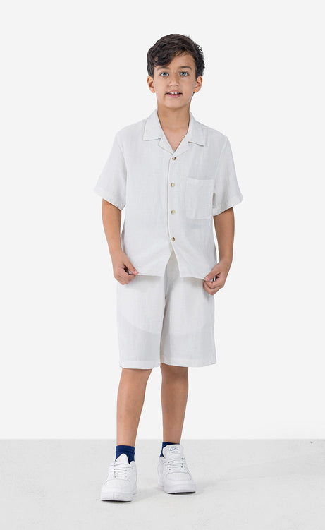 Boys' Plain Short-Sleeve Set - Black & Off-White – view 8