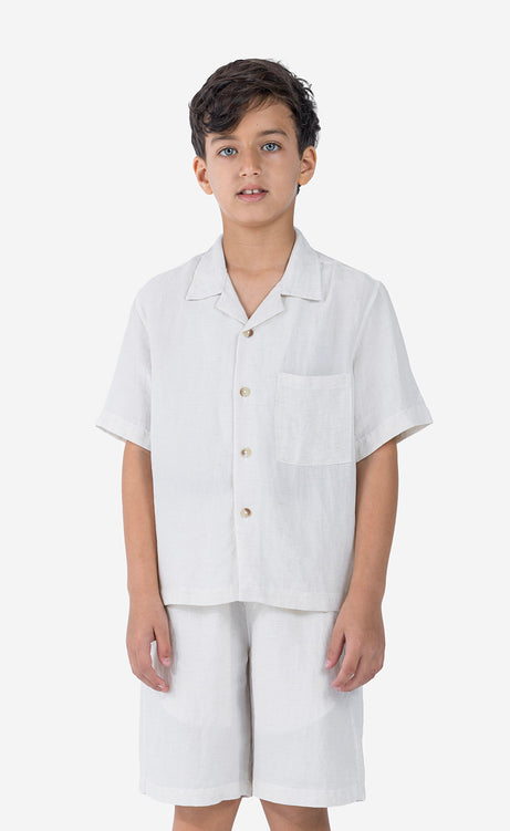 Boys' Plain Short-Sleeve Set - Black & Off-White – view 2