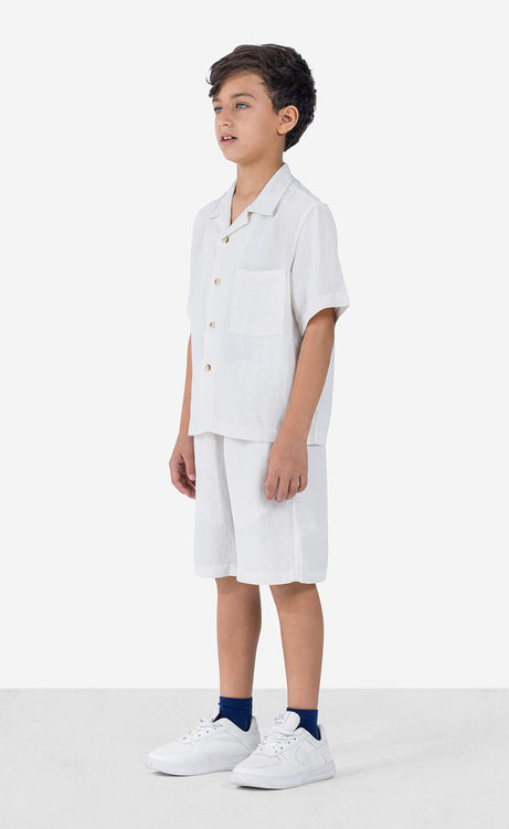 Boys' Plain Short-Sleeve Set - Black & Off-White – view 6