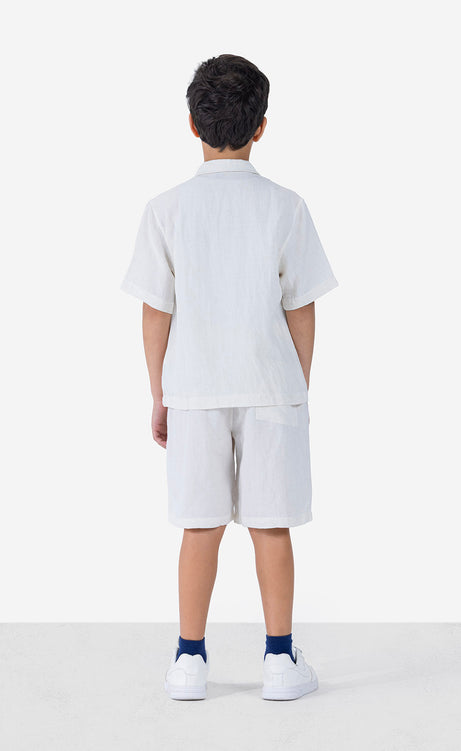 Boys' Plain Short-Sleeve Set - Black & Off-White – view 7