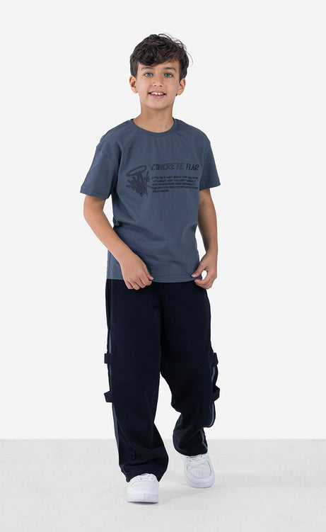 Boys' Printed Short-Sleeve Set - Light Beige & Dark Gray – view 7